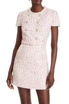 Flowering Girl Women Embellished Bouclé Mini Dress In Pink
