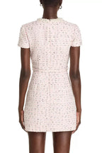 Embellished Bouclé Mini Dress in pink