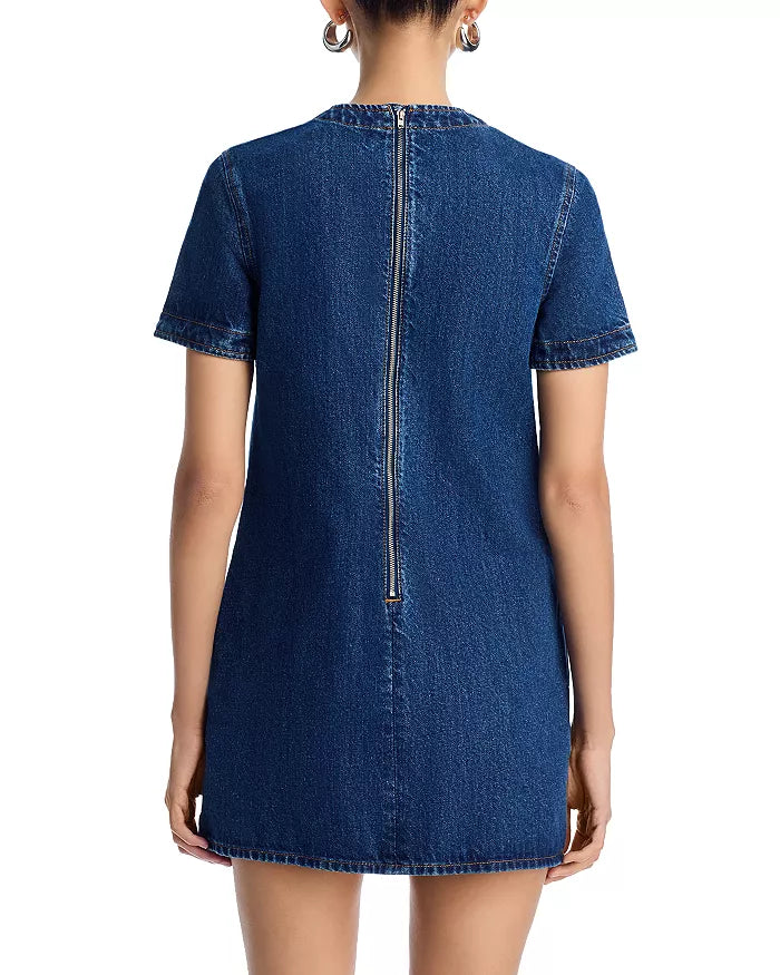 Flowering Girl Women Bow Embellished Denim Mini Dress In Blue