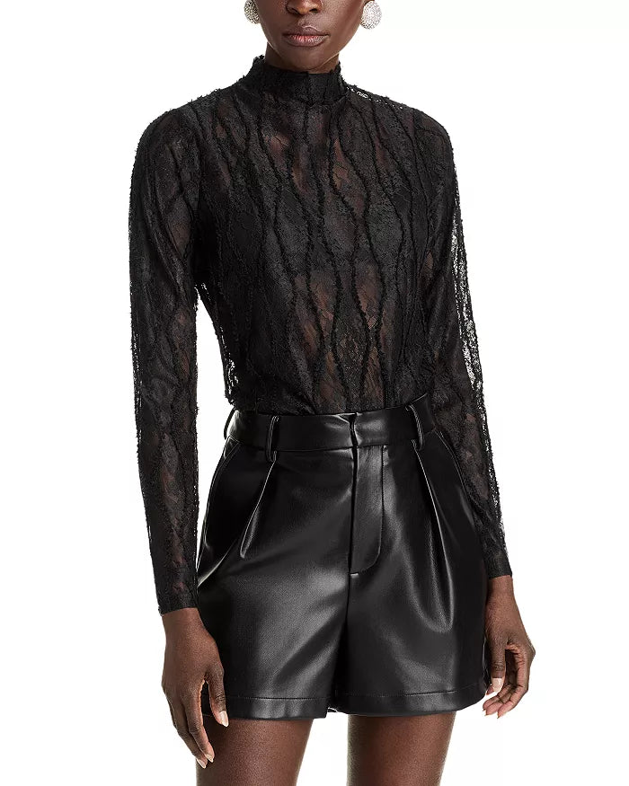 Flowering Girl Women Lace Mock Neck Top