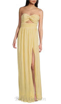 Flowering Girl Women Strapless Pleated Maxi Dress in lemon