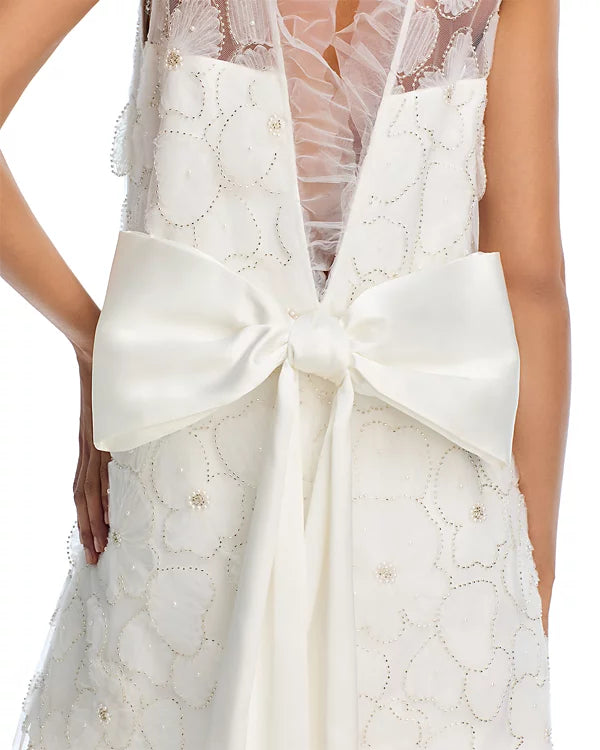 Flowering Girl Women Beaded Tulle Mini Dress