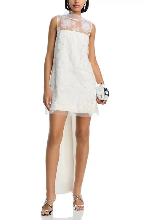 Flowering Girl Women Beaded Tulle Mini Dress