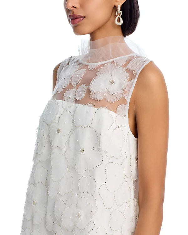 Flowering Girl Women Beaded Tulle Mini Dress