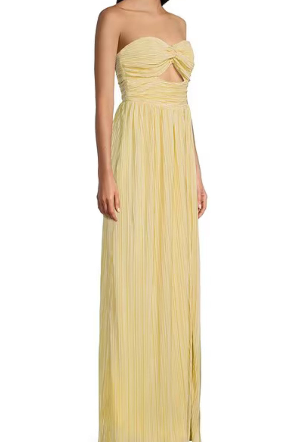 Strapless Pleated Maxi Dress Lemon