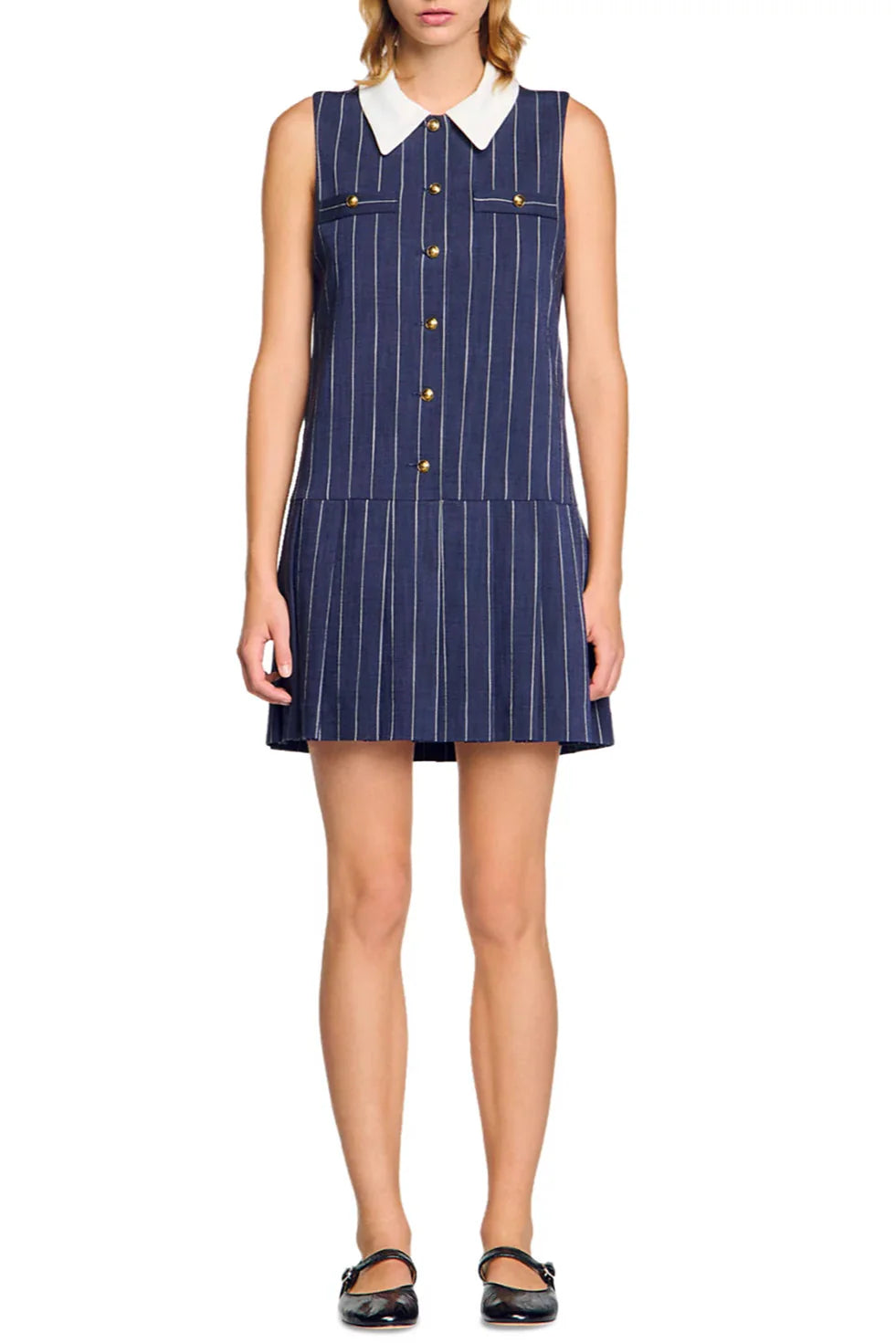 Flowering Girl Women Striped Mini Dress In Navy Blue