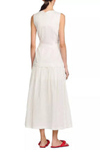 Flowering Girl Women Scallop Trim V-Neck Crinkled Maxi Dress In Ecru