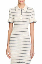 stripe Knitted Maxi Dress in ecru