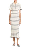 stripe Knitted Maxi Dress in ecru