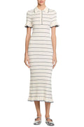 Stripe Knitted Maxi Dress In Ecru