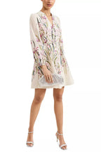floral print Blouson sleeve mini dress in ivory