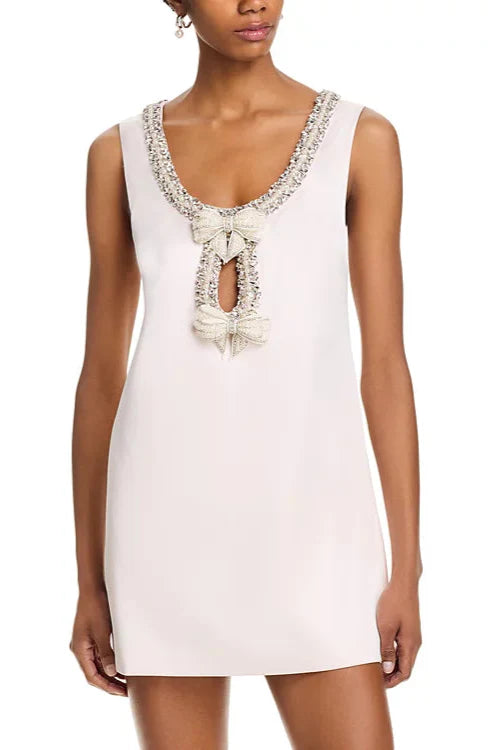 Flowering Girl Women Satin Bow Mini Dress