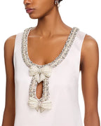 Embellished Bow Mini Dress In White