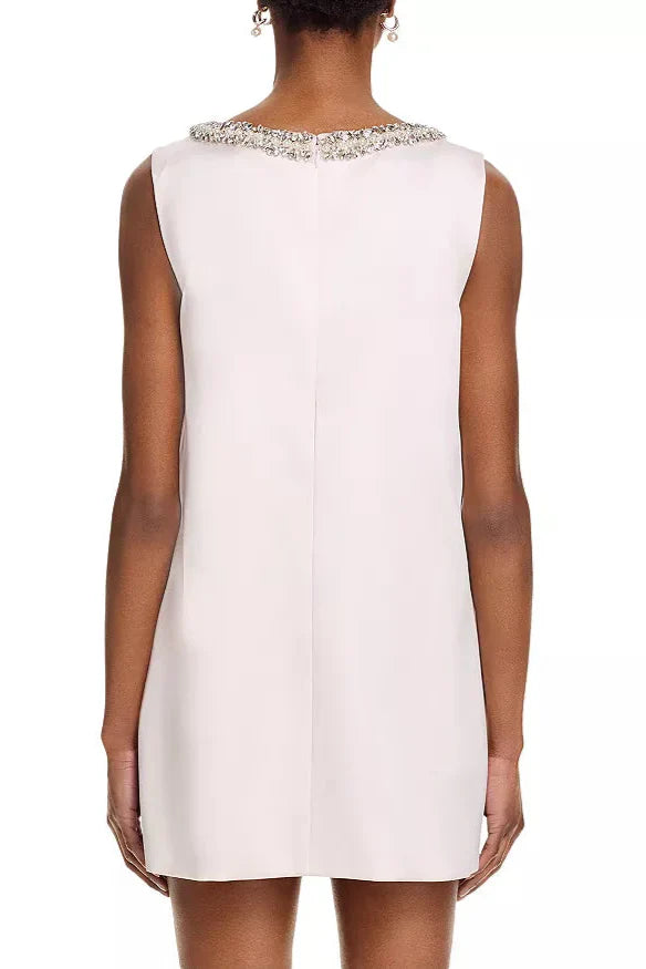 rhinestones embellIshed Bow Mini Dress in white