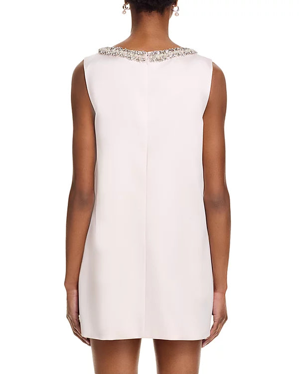 Embellished Bow Mini Dress In White