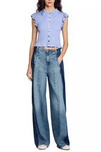 Flowering Girl Women Satin Smocked Top In Sky Blue