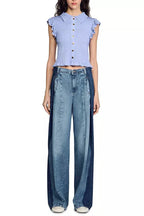 Flowering Girl Women Satin Smocked Top In Sky Blue