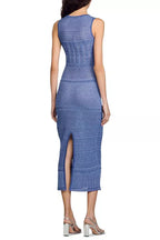 Flowering Girl Women Hollow Striped Sleeveless Knit Midi Dress In Royal Blue