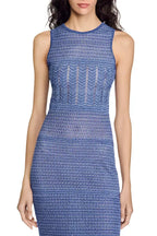 Flowering Girl Women Hollow Striped Sleeveless Knit Midi Dress In Royal Blue