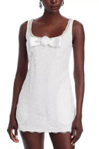 Flowering Girl Women Bow Tulle Lace Mini Dress In White