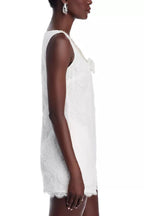 Flowering Girl Women Bow Tulle Lace Mini Dress In White