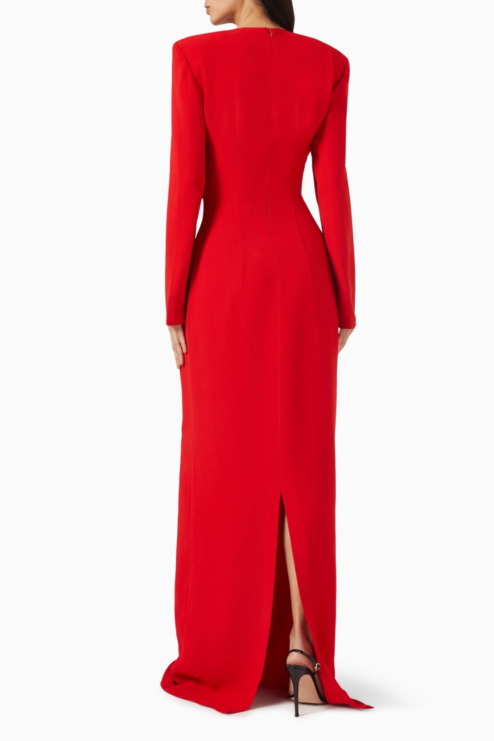 Flowering Girl Women Long Sleeve Heart Cutout Maxi Dress In Red