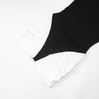 Flowering Girl Women Black-White Panel Sleeveless Gathered Halter Mini Dress
