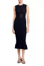 Valerie Studded Knit Sleeveless Midi Dress In Black