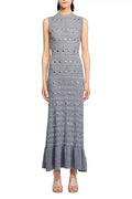 Valerie Studded Knit Sleeveless Midi Dress In Gray