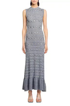 Valerie Studded Knit Sleeveless Midi Dress In Gray