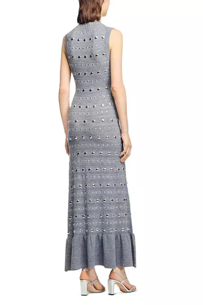 Valerie Studded Knit Sleeveless Midi Dress In Gray