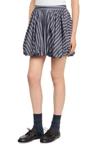 Flowering Girl Women Striped Rhinestone Bubble Hem Skirt In Grey