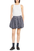 Flowering Girl Women Striped Rhinestone Bubble Hem Skirt In Grey