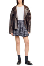 Flowering Girl Women Striped Rhinestone Bubble Hem Skirt In Grey