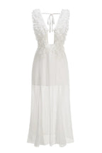 Charlotte Pleat Ruffle Maxi Dress In White
