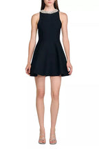 Virginia Pearl Collar Mini Dress In Black
