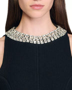 Virginia Pearl Collar Mini Dress In Black