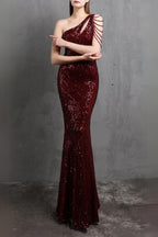 Flowering Girl Women Red Cutout Sequin Maxi Dress