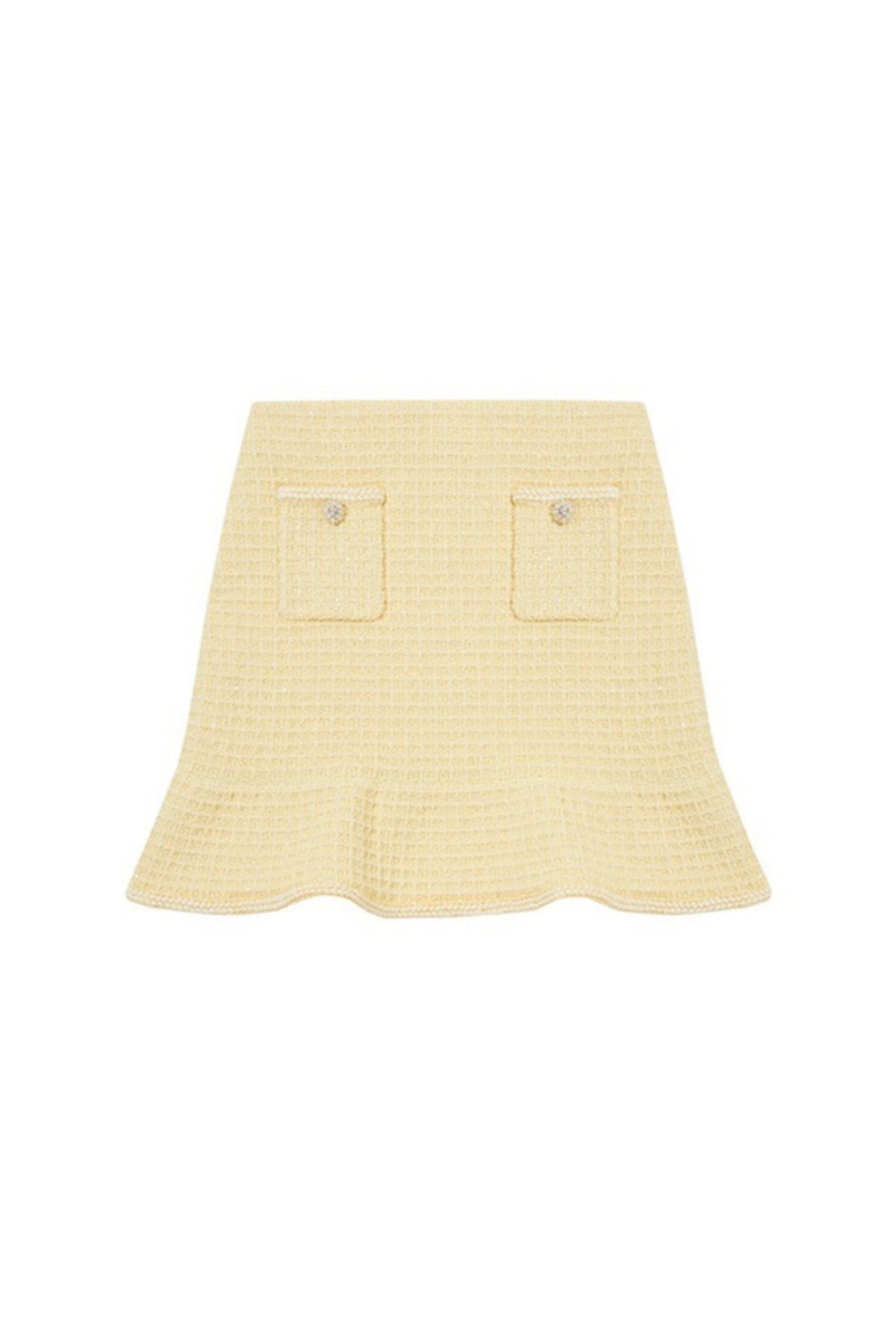 Flowering Girl Women Yellow Textured Knit Skirt