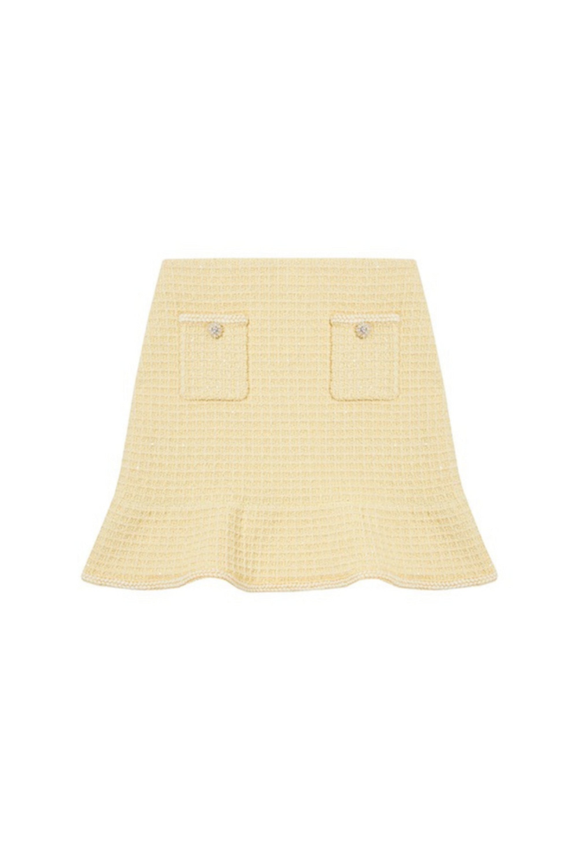 Flowering Girl Women Yellow Textured Knit Skirt