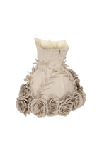 Flowering Girl Women Salome Beige Linen Corset Flower Details Mini Dress