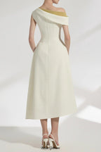 lucy one-shoulder a-line midi dress in white