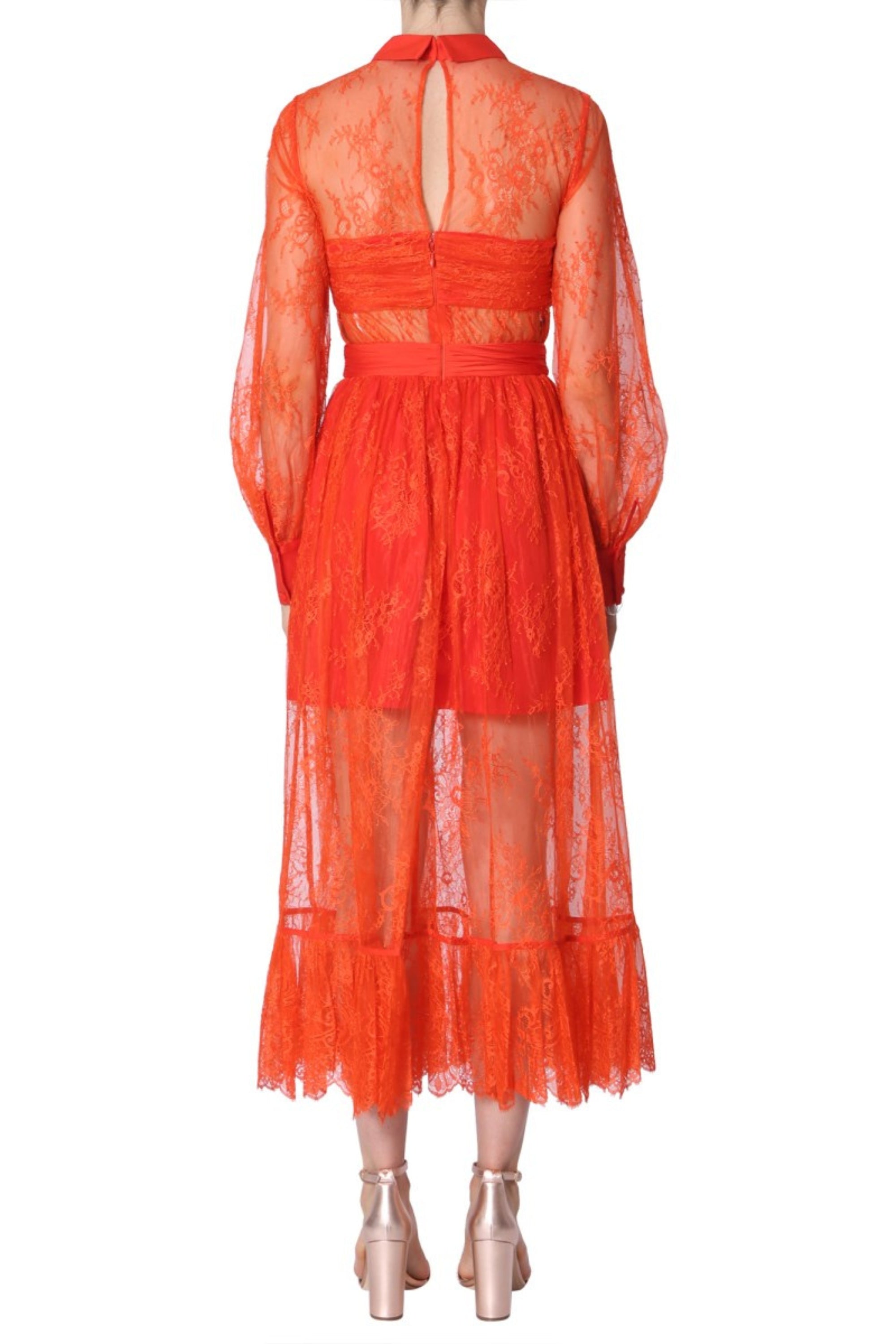 Flowering Girl Women Lace Dress With Long Sleeves