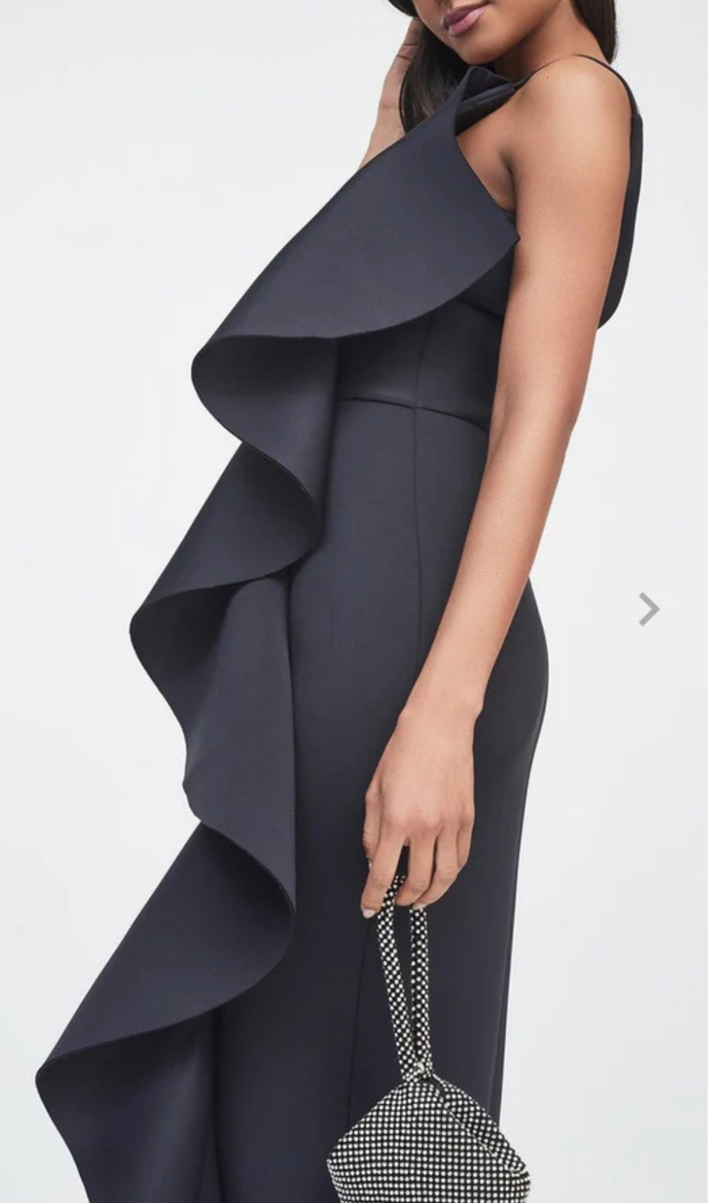 Flowering Girl Women Asymmetric Draped Frill Scuba Dress