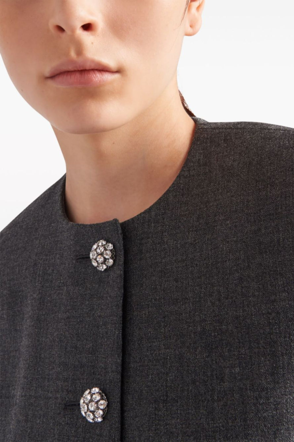 Flowering Girl Women Feather-Trim Single-Breasted Wool Jacket