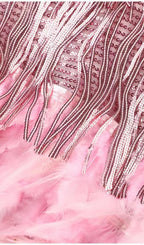 Pink Tassel Feather Mini Dress