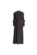 Flowering Girl Women 3D Flower Stand Collar Long Sleeve Midi Dress