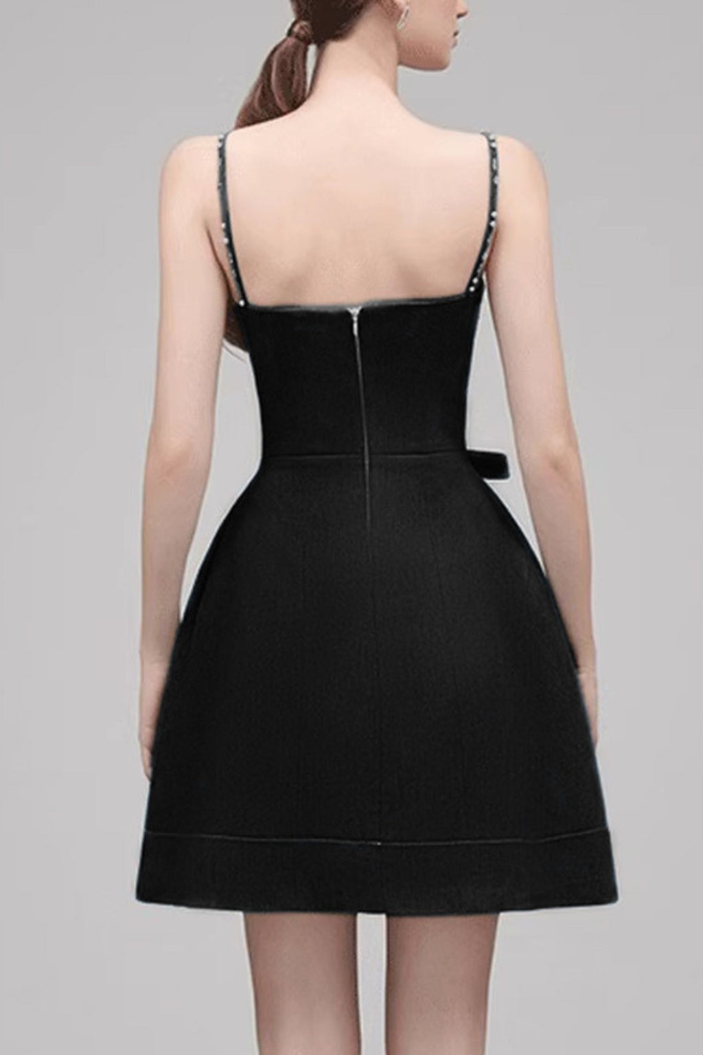 Flowering Girl Women Elma Crystal Embellished Bow Mini Dress In Black