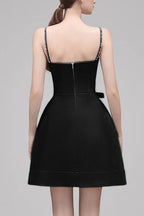 Flowering Girl Women Elma Crystal Embellished Bow Mini Dress In Black