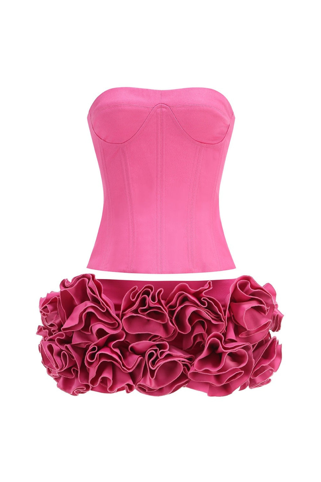 Flowering Girl Women Clegg Pink Corset Flower Two-Piece Set